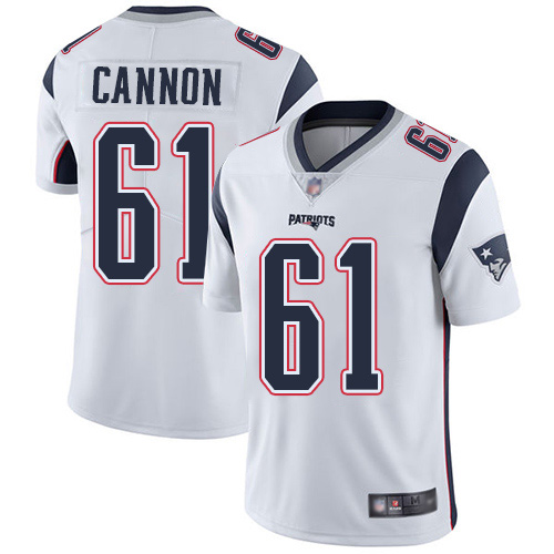 New England Patriots Football #61 Vapor Limited White Men Marcus Cannon Road NFL Jersey